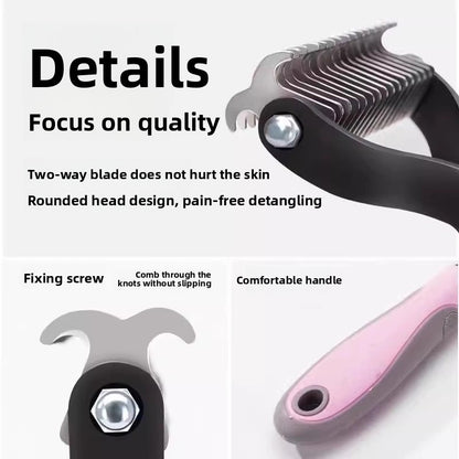 Pet Hair Deshedding Comb with Detangling Function