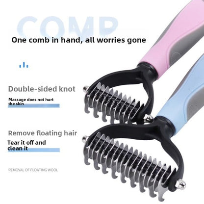 Pet Hair Deshedding Comb with Detangling Function